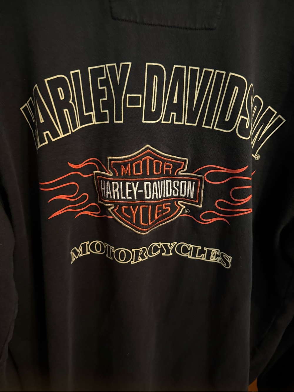 Harley-Davidson Black Hoodie with Orange Hood and Flame Sleeves - Picture 7 of 13